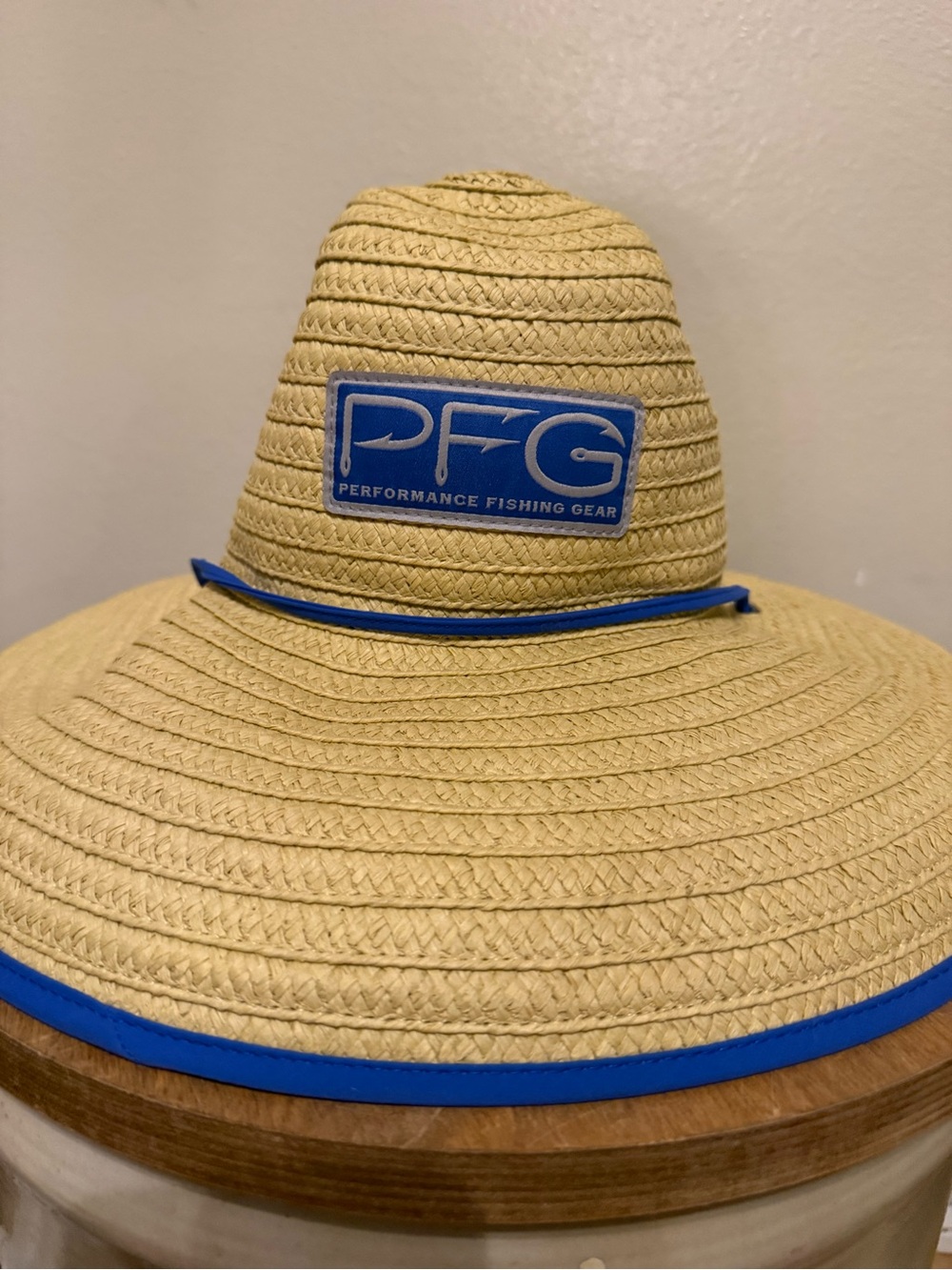 Columbia PFG Straw Sun Hat in Natural and Blue